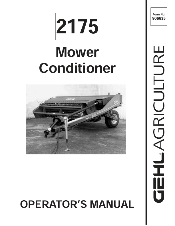 GEHL 2175 Mower Conditioner (906635A) Operator Manual PDF Download