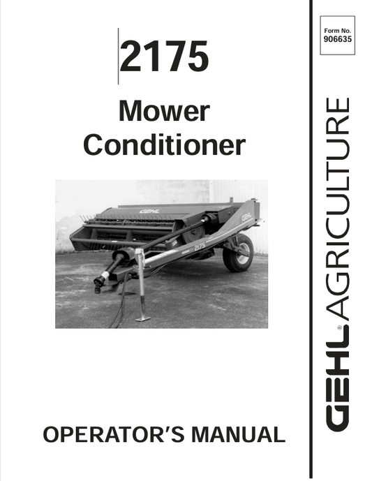 GEHL 2175 Mower Conditioner (906635A) Operator Manual PDF Download