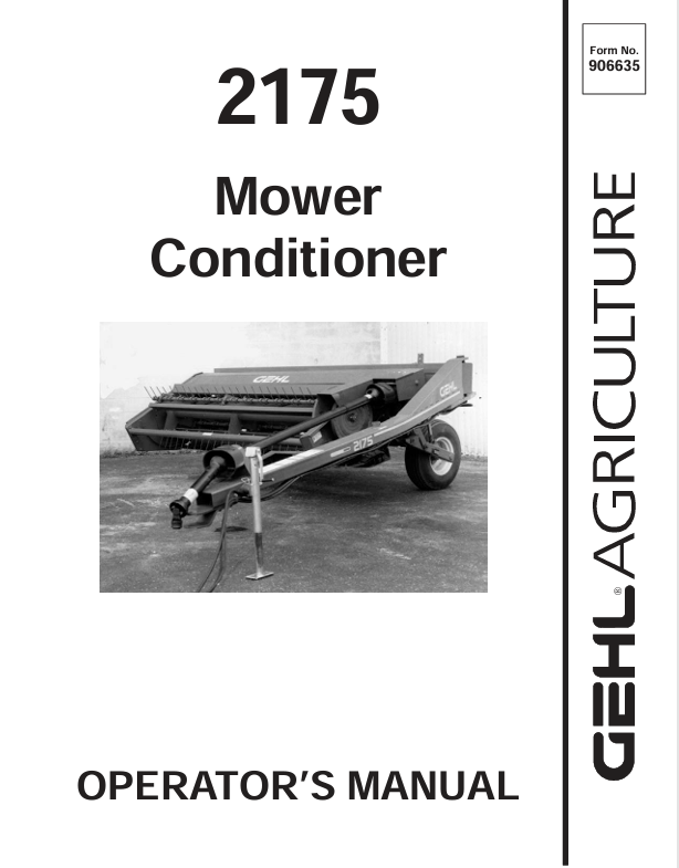 GEHL 2175 Mower Conditioner (906635) Operator Manual PDF Download – Complete Service Guide