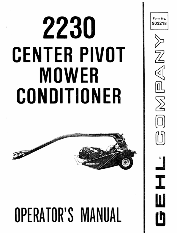 GEHL 2230 Center Pivot Mower Conditioner (903218) Operator Manual PDF Download