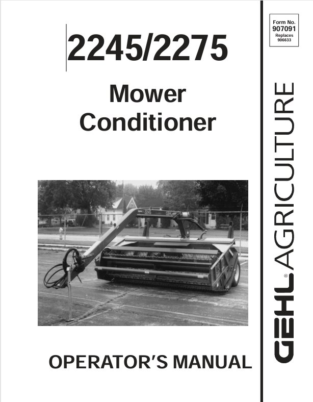 GEHL 2245 & 2275 Disc Mower Conditioner (907091A) Operator Manual PDF Download