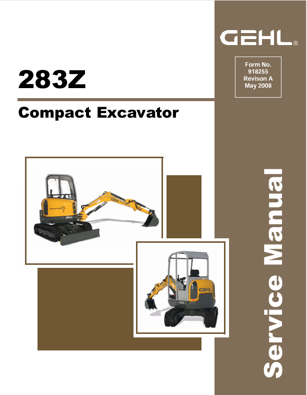 GEHL 283Z Compact Excavators (918255A) Service Manual PDF Download