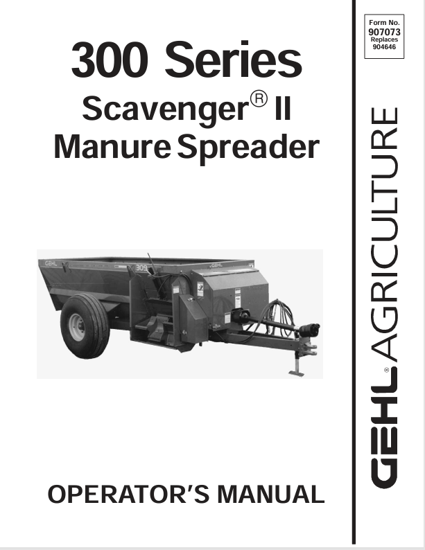 GEHL 300 Manure Spreader (607073A) Operator Manual PDF Download