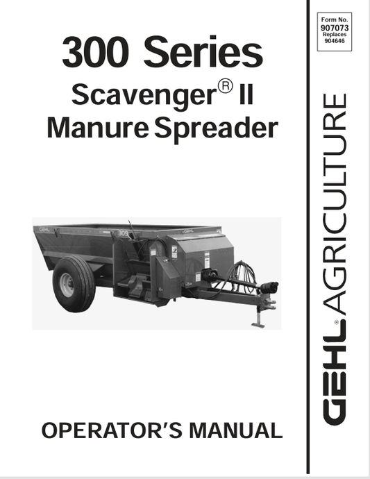 GEHL 300 Manure Spreader (607073A) Operator Manual PDF Download