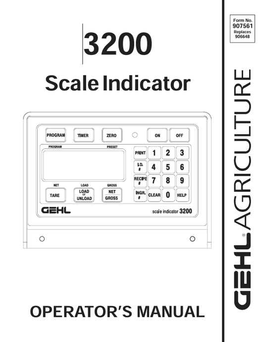 GEHL 3200 Scale Indicator (907561A) Operator Manual PDF Download | Complete Guide