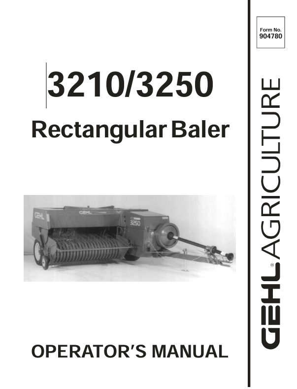 GEHL 3210 & 3250 Rectangular Baler (904780) Operator Manual PDF Download