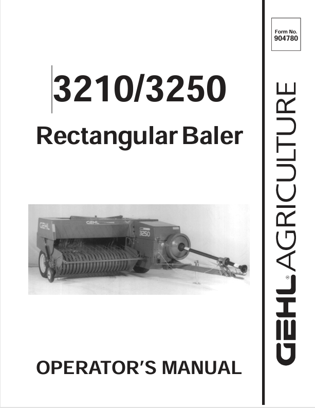 GEHL 3210 & 3250 Rectangular Baler (904780A) Operator Manual PDF Download