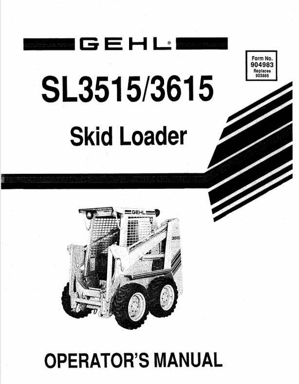 GEHL 3515 & 3615 Skid Loaders Operator Manual (904983) PDF Download