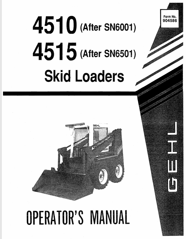 GEHL 4510 & 4515 Skid Loaders (904586) Operator Manual PDF Download
