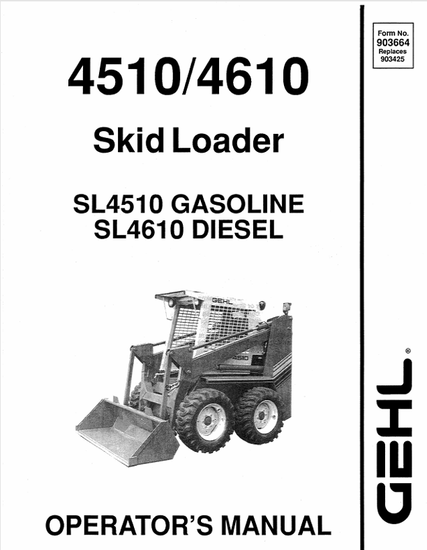 GEHL 4510 & 4610 Skid Loader Operator Manual (903664) PDF Download