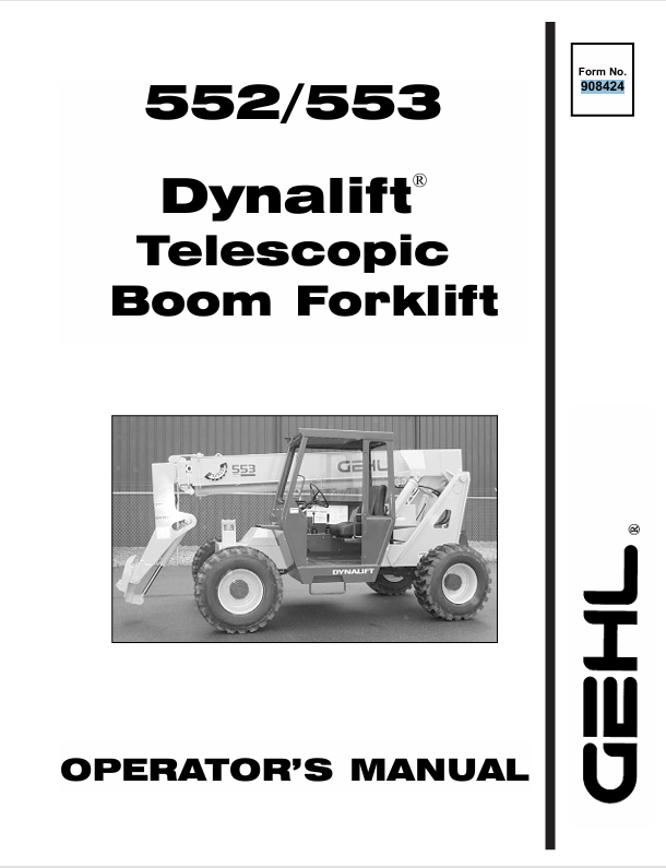 GEHL 552 & 553 (908424A) Operator Manual PDF Download | Service Guide