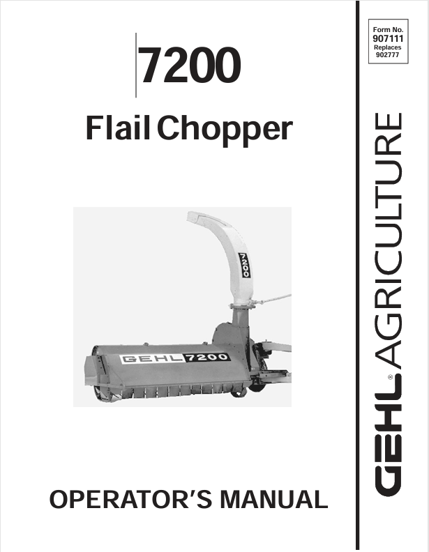 GEHL 7200 Flail Chopper (907111A) Operator Manual PDF Download