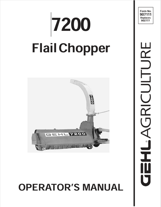 GEHL 7200 Flail Chopper (907111A) Operator Manual PDF Download