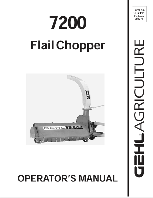 GEHL 7200 Flail Chopper (907111) Operator Manual PDF Download | Complete Service Guide