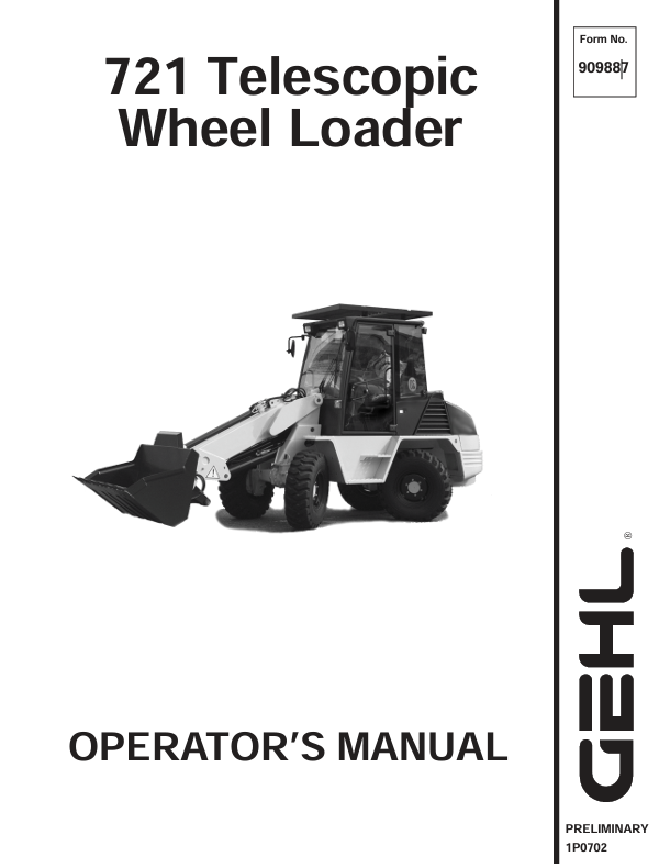 GEHL 721 Telescopic Wheel Loader (909887) Operator Manual PDF Download