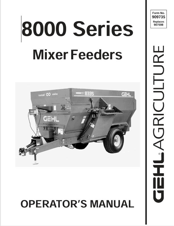 GEHL 8000 Mixed Feeders (909735A) Operator Manual PDF Download