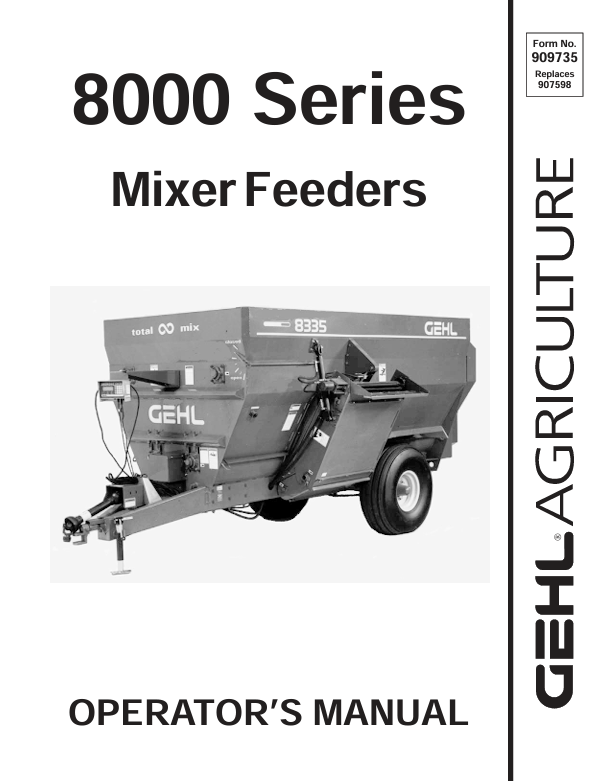 GEHL 8000 Series Mixer Feeders (909735) Operator Manual PDF Download | Repair & Service Guide