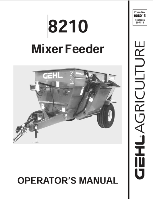 GEHL 8210 Mixed Feeder (908015A) Operator Manual PDF Download | Complete Service Guide