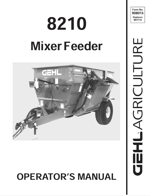 GEHL 8210 Mixer Feeder (908015) Operator Manual PDF Download | Complete Service Guide
