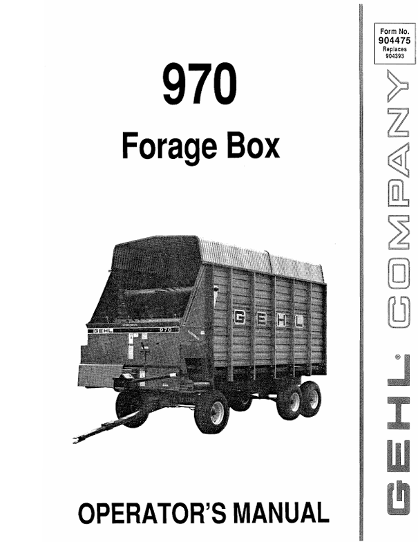GEHL 970 Forage Box (904475A) Operator Manual PDF – Complete Operating & Maintenance Guide