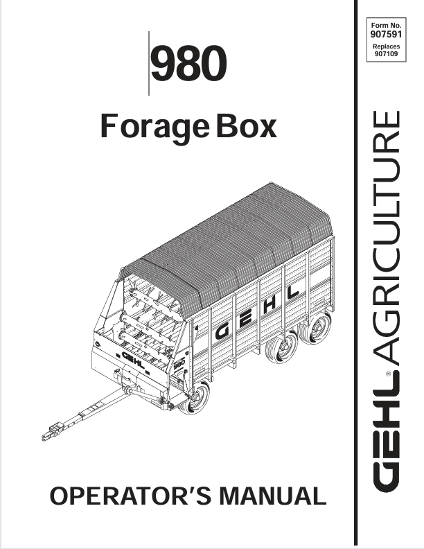 GEHL 980 Forage Box (907591A) Operator Manual PDF Download – Complete Service Guide