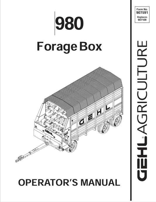 GEHL 980 Forage Box (907591A) Operator Manual PDF Download – Complete Service Guide