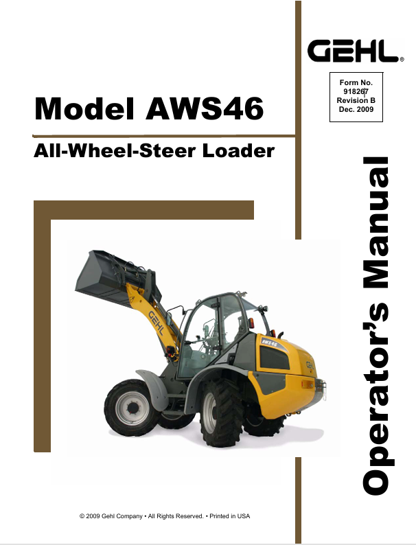 GEHL AWS46 All-Wheel-Steer Loader (918267B) Operator Manual PDF Download