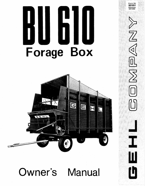 GEHL BU610 Forage Box (901651) Operator Manual PDF Download – Complete Service Guide