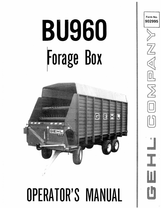 GEHL BU960 Forage Box (902995) Operator Manual PDF Download – Complete Service Guide