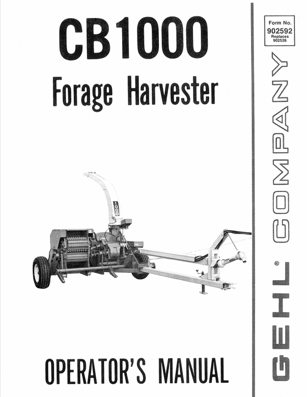 GEHL CB1000 Forage Harvester (902592) Operator Manual PDF Download | Complete User Guide