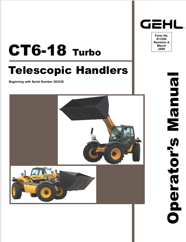 GEHL CT6-18 Telescopic Handler 913342A Operator Manual PDF Download