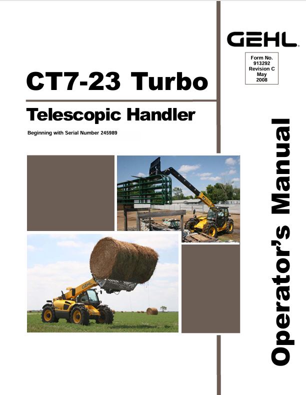 GEHL CT7-23 Telescopic Handler (913292C) Operator Manual PDF Download