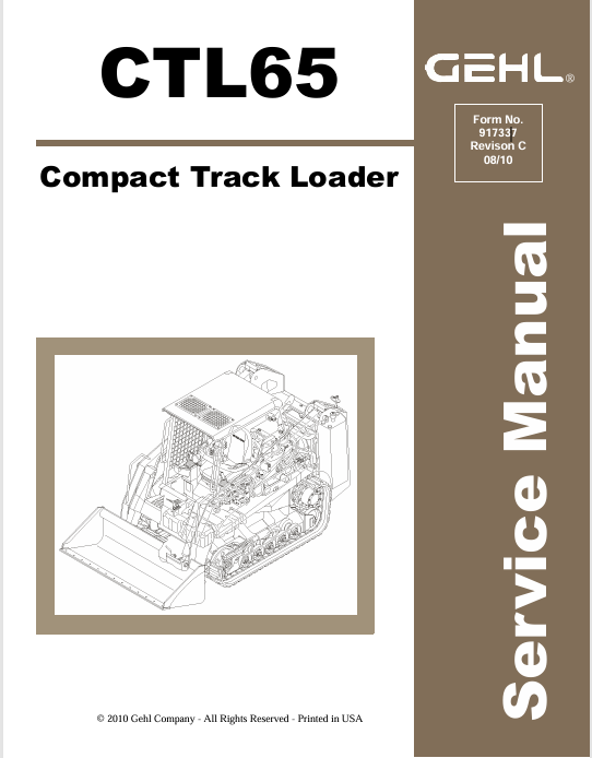 GEHL CTL65 Compact Track Loader (917337) Service Manual PDF Download – Complete Repair & Maintenance Guide