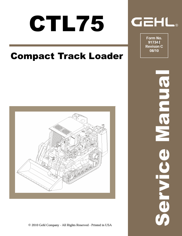 GEHL CTL75 Compact Track Loader (917342) Service Manual PDF Download