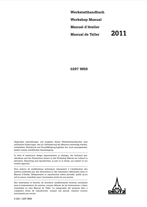 GEHL DEUTZ 2011 Engine Workshop Service Repair Manual 917118 PDF Download