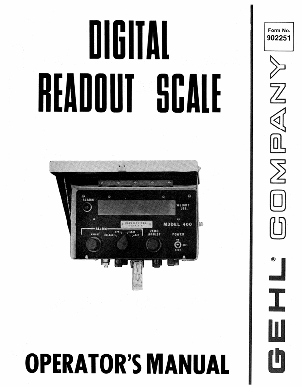 GEHL Digital Readout Scale (902251) Operator Manual PDF Download – Complete Service Guide