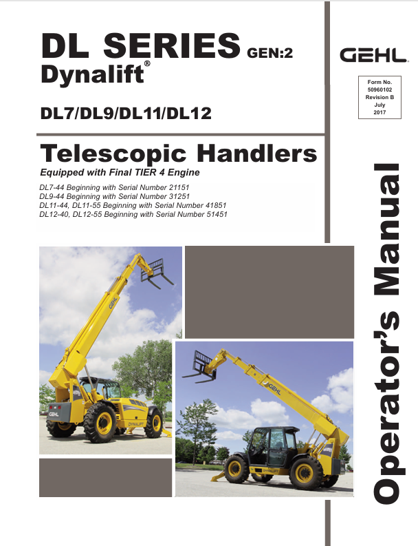 GEHL DL Series Telescopic Handlers (50960102A) Operator Manual PDF Download