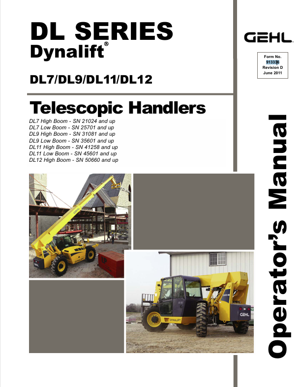 GEHL DL Series Telescopic Handlers (913336D) Operator Manual PDF Download – Complete Operation & Maintenance Guide