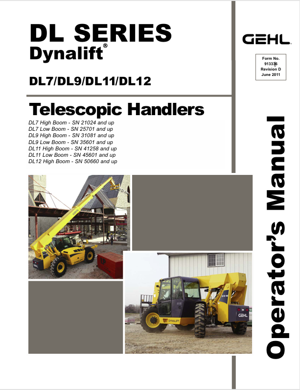 GEHL DL Series Telescopic Handler 913336D Operator Manual PDF Download