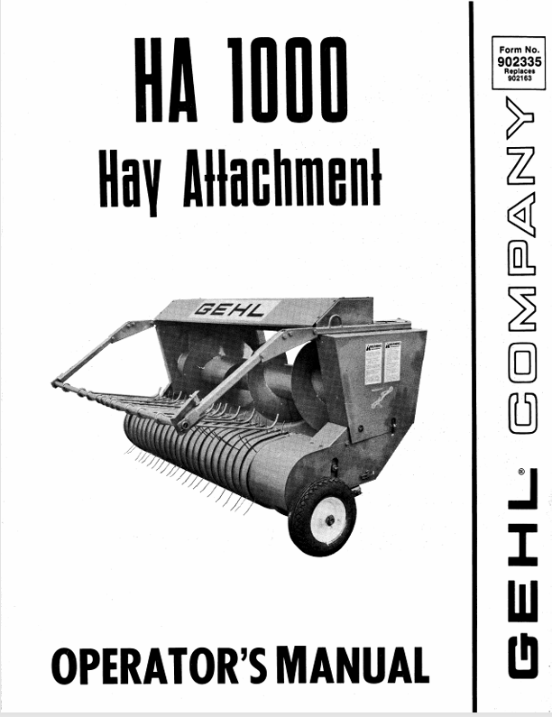GEHL HA1000 (902335A) Operator Manual PDF Download | Complete Service Guide