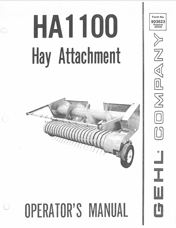 GEHL HA1100 Hay Attachment (903623A) Operator Manual PDF Download