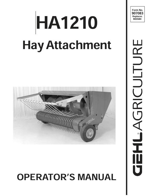 GEHL HA1210 Hay Attachment (907083A) Operator Manual PDF Download