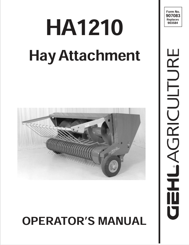 GEHL HA1210 Hay Attachment (907083) Operator Manual PDF Download – Complete Service Guide