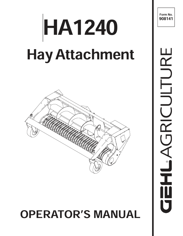 GEHL HA1210 Hay Attachment (908141) Operator Manual PDF Download | Complete Service Guide