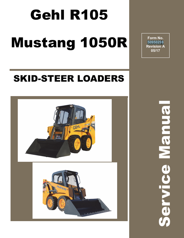 GEHL R105 & 1050R Skid-Steer Loader Service Manual PDF (50950298A) – Repair & Workshop Guide