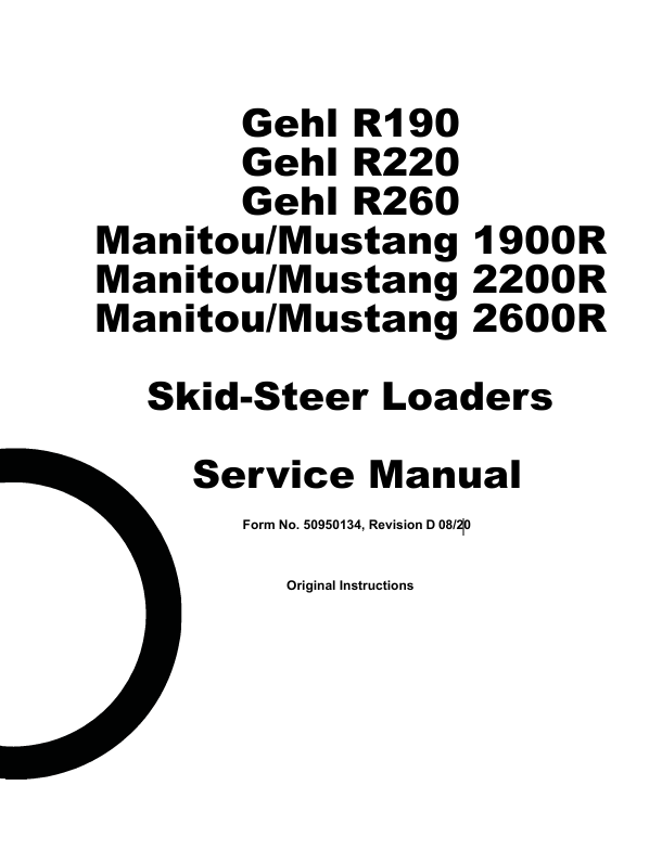 GEHL R190 R220 R260 Skid-Steer Loader Service Manual 50950134 PDF Download