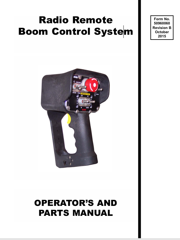 GEHL Radio Remote Boom Control System 50960060B Operator Manual PDF Download