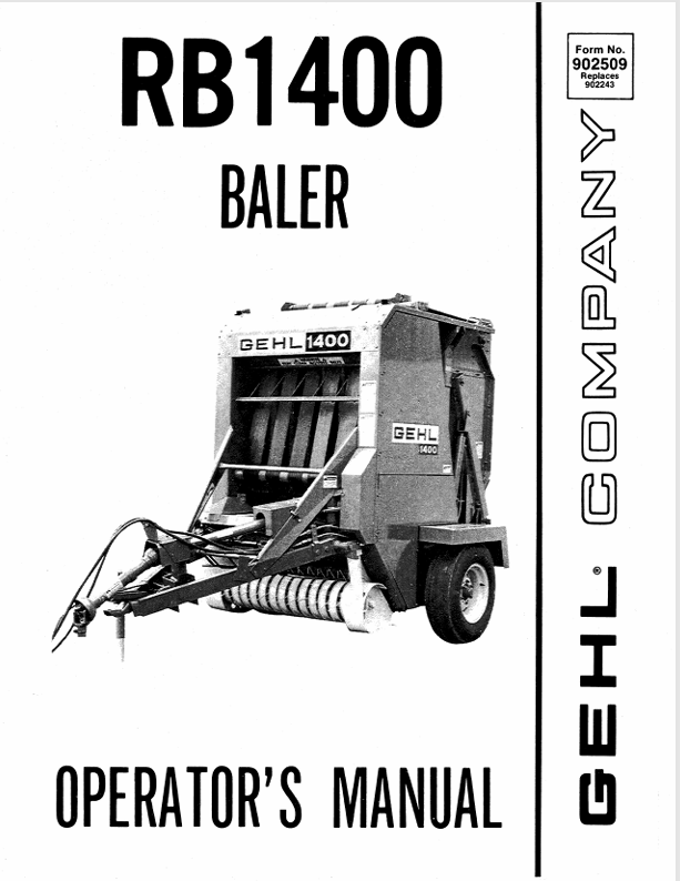 GEHL RB1400 Baler (902509) Operator Manual PDF Download – Complete Service Guide