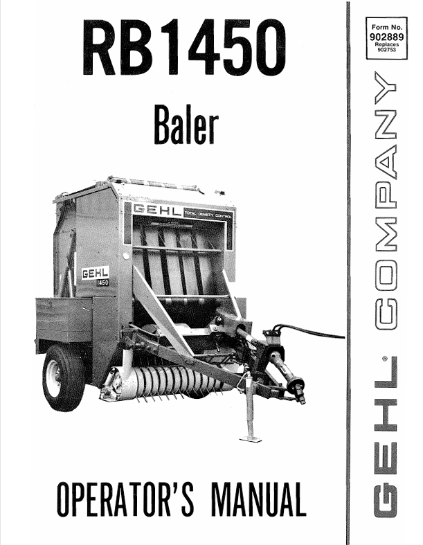GEHL RB1450 Baler (902889) Operator Manual PDF Download – Complete User Guide