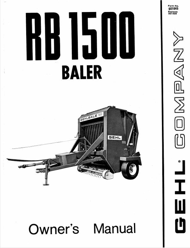 GEHL RB1500 Baler (901645A) Operator Manual PDF Download – Complete Service Guide